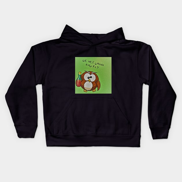 Drunk owl Kids Hoodie by BeckyS23